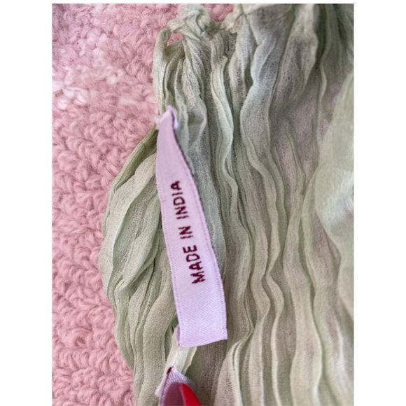 NADA White Blue Green Gauze Crinkle Scarf - Picture 6 of 6